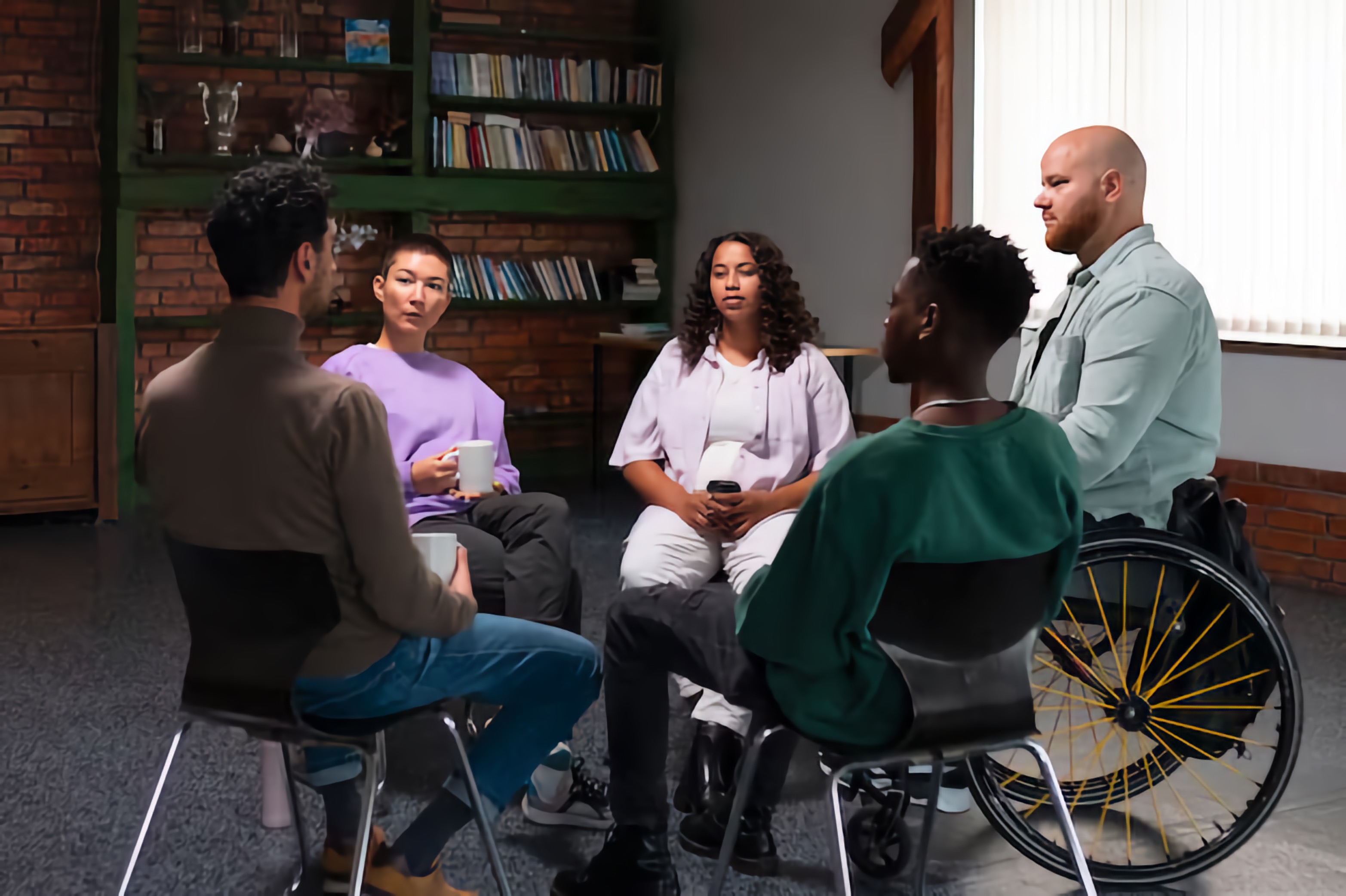 Meeting Featuring diverse races, gender and People with Disabilities,