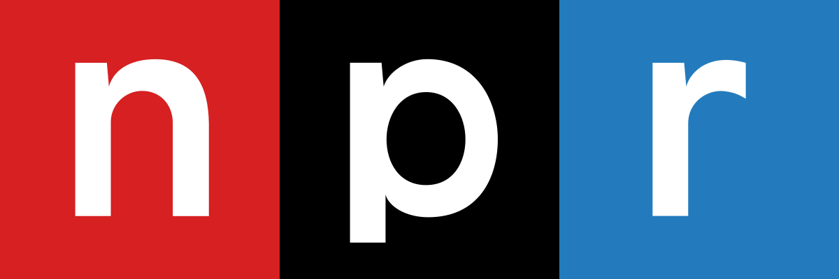 National Public Radio (NPR) logo: the letters n, p, and r in white on red, black, and blue squares.